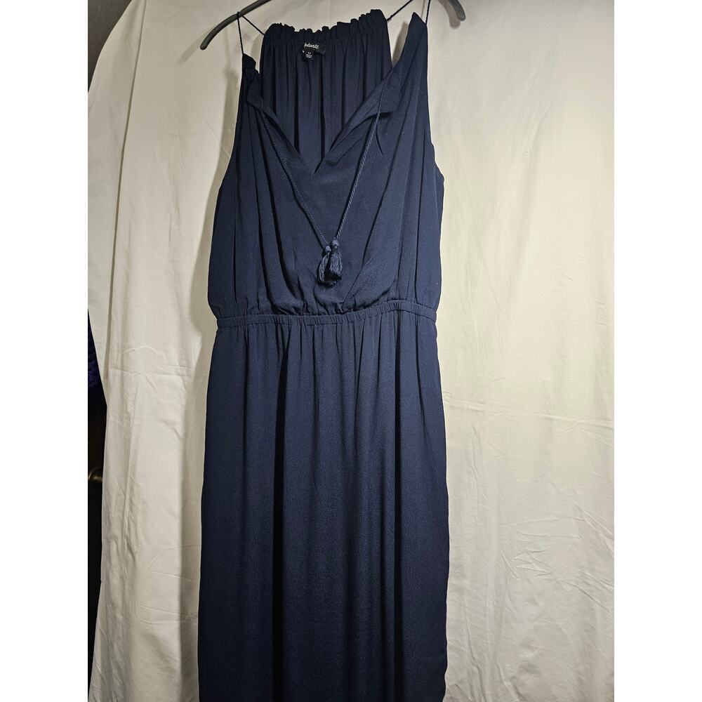 Madewell Tassel tie side-slit maxi dress. Size 12. Navy blue